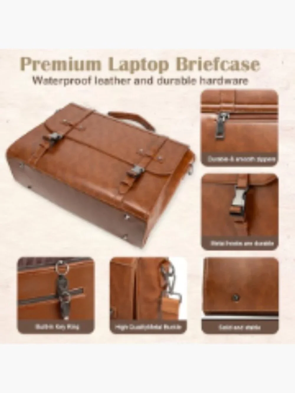 Vintage Leather Messenger Bag 17 Inch Laptop Briefcase Crossbody Shoulder Bag